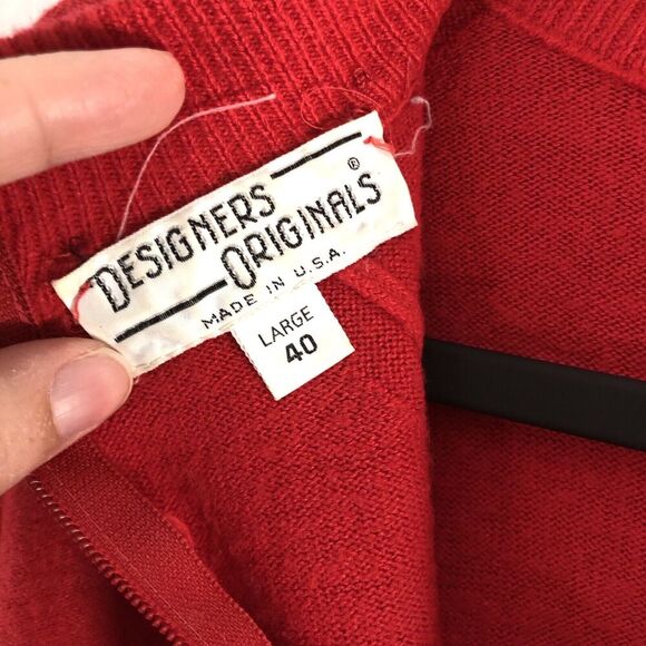 Designers Originals Womens‎ Size Large 40 Sweater Cherry Red Mock Neck 1/4 Zip - Picture 13 of 14